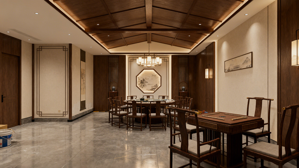 茶樓軟裝進場搭配效果