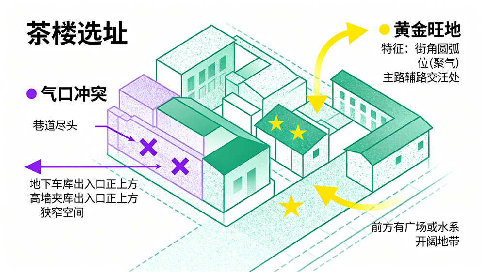 茶樓選址風水示意圖