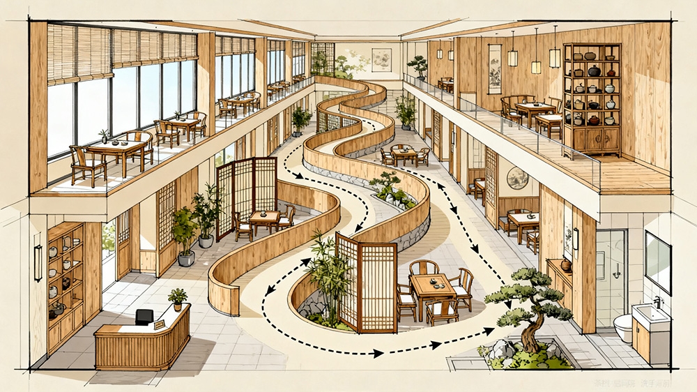 茶樓“動線設計”圖